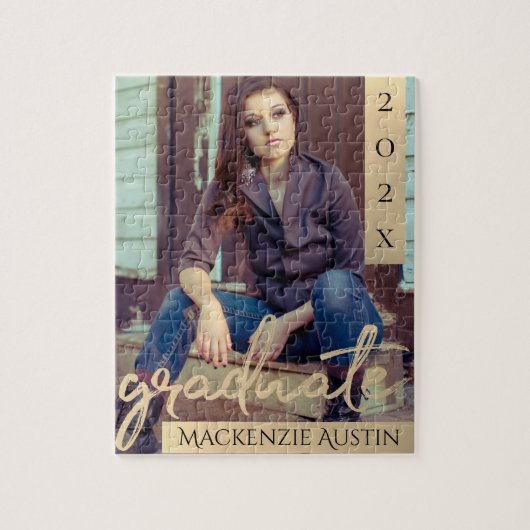 Afstuderen gouden script | Elegant Afstudeerder fo Legpuzzel (Verticaal)