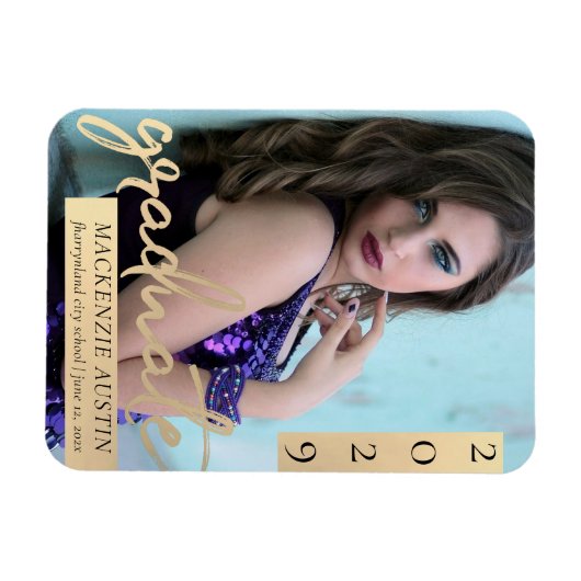 Afstuderen gouden script | Elegant Afstudeerder fo Magneet (Horizontaal)