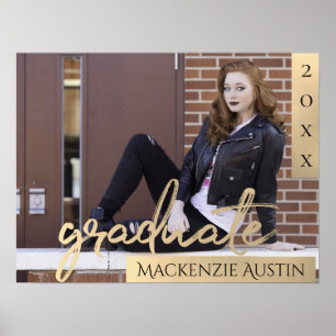 Afstuderen gouden script Elegant Afstudeerder fo Poster