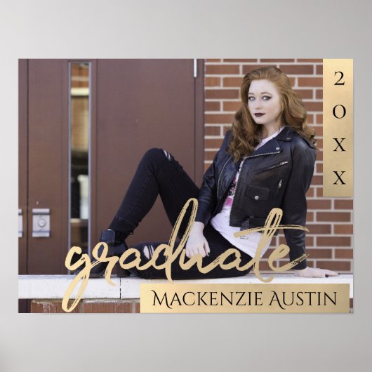 Afstuderen gouden script | Elegant Afstudeerder fo Poster (Voorkant)