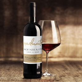 Afstuderen gouden script | Elegant Afstudeerder Ke Wijn Etiket