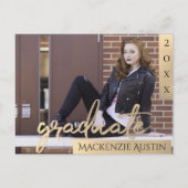 Afstuderen gouden script | Elegante Afstuderen fot Briefkaart (Voorkant)