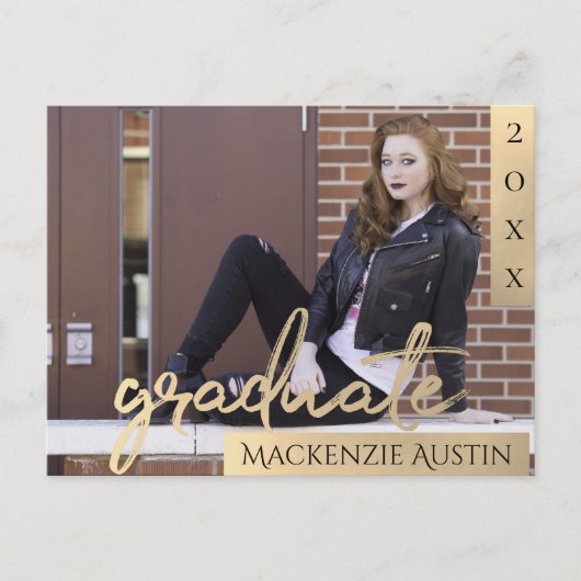 Afstuderen gouden script | Elegante Afstuderen fot Briefkaart (Voorkant)