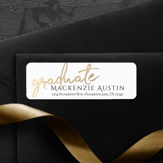Afstuderen gouden script | Elegante met de hand be Etiket