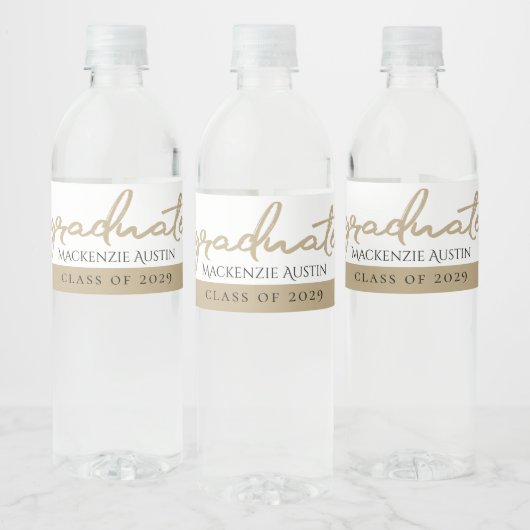 Afstuderen gouden script | Elegante met de hand be Waterfles Etiket (Flessen)