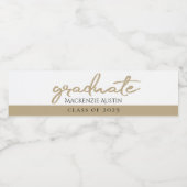 Afstuderen gouden script | Elegante met de hand be Waterfles Etiket (Enkel label)