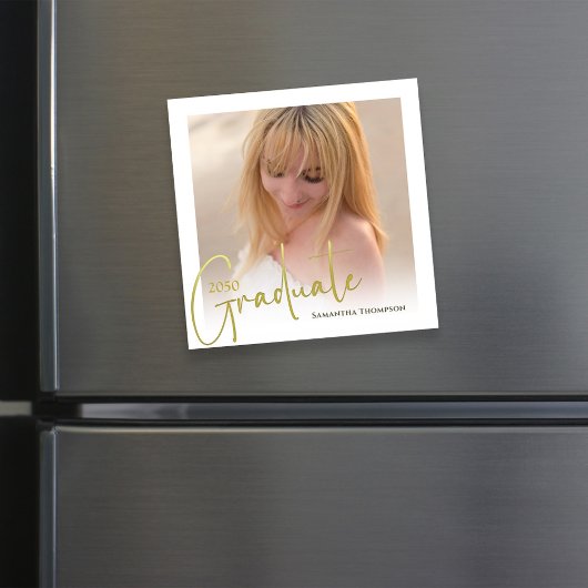 Afstuderen gouden script foto magnetisch magnetische uitnodiging