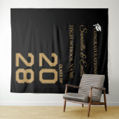 Afstuderen Gouden Script Twin Graduation Party Wandkleed (In Situ (horizontaal))