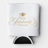 Afstuderen gouden scripttypografie blikjeskoeler (Voorkant)