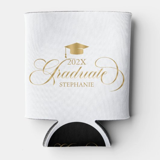 Afstuderen gouden scripttypografie blikjeskoeler (Voorkant)