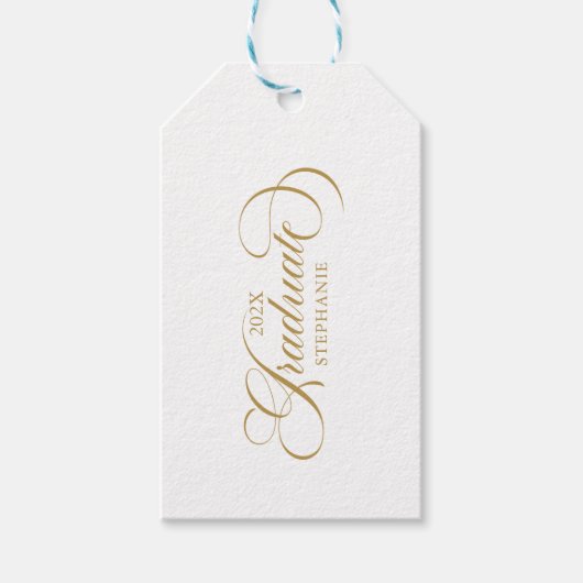 Afstuderen gouden scripttypografie cadeaulabel (Voorkant)