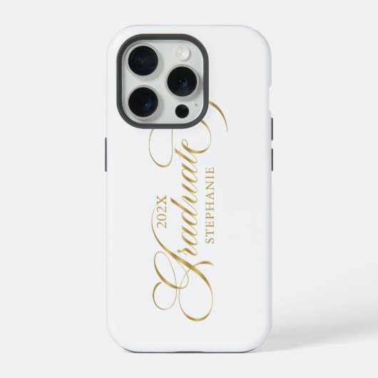 Afstuderen gouden scripttypografie iPhone hoesje (Achterkant)
