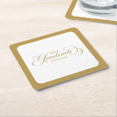 Afstuderen gouden scripttypografie kartonnen onderzetters (Schuin)