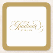Afstuderen gouden scripttypografie kartonnen onderzetters (Voorkant)