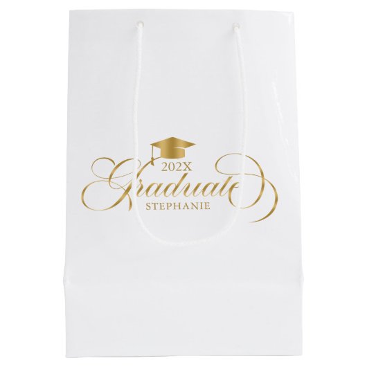 Afstuderen gouden scripttypografie medium cadeauzakje (Achterkant)