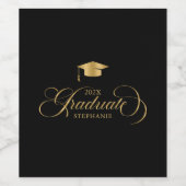 Afstuderen gouden scripttypografie wijn etiket (Enkel label)