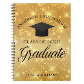 Afstuderen Gouden Sparkle Elegant Gepersonaliseerd Notitieboek (Voorkant)