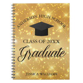 Afstuderen Gouden Sparkle Elegant Gepersonaliseerd Notitieboek