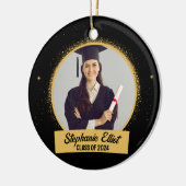 Afstuderen gouden sterrenstof klasse van school fo keramisch ornament (Links)