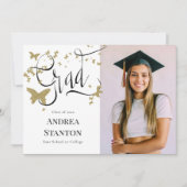 Afstuderen gouden vlinders Afstudeerder kalligrafi Aankondiging (Voorkant)