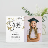 Afstuderen gouden vlinders Afstudeerder kalligrafi Aankondiging (Staand voorkant)