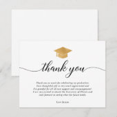 Afstuderen gouden wit zwart dank u kaart (Voorkant / Achterkant)