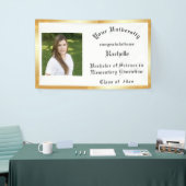 Afstuderen, goudfolie, aangepaste foto spandoek (Beurs)