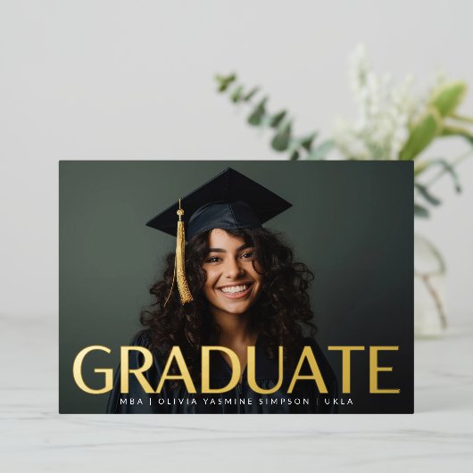 Afstuderen goudfolie Moderne aankondiging '24 (Staand Voorkant)