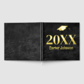 Afstuderen goudfolie op zwart leder gastenboek (Volledig)