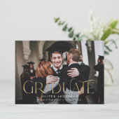 Afstuderen goudfoto waterverf botanische florale  aankondiging (Staand voorkant)