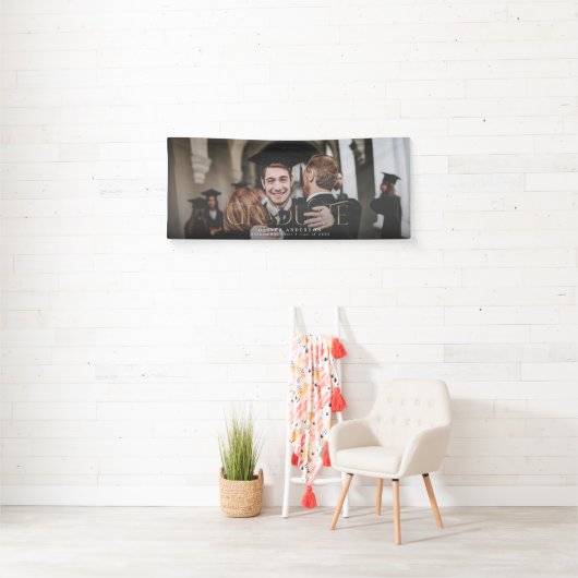 Afstuderen goudfoto waterverf botanische florale  spandoek (Insitu)