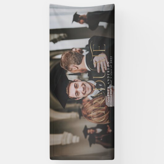 Afstuderen goudfoto waterverf botanische florale  spandoek (Verticaal)