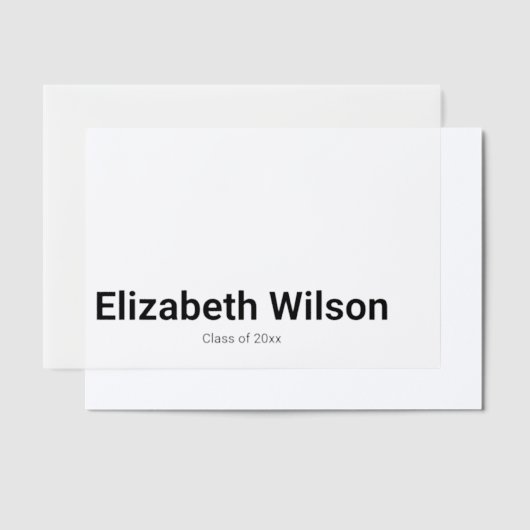 Afstuderen Graduate's Naam en Klasse van 2025 Vellum Uitnodigingen (Offset)