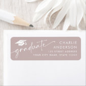 Afstuderen graduatie cap roos taupe retouradres etiket (Insitu)