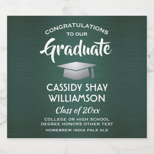 Afstuderen granaten donkergroen en wit bier etiket (Enkel label)