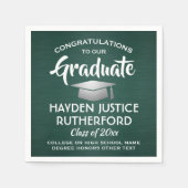 Afstuderen granaten donkergroen en wit servet (Voorkant)