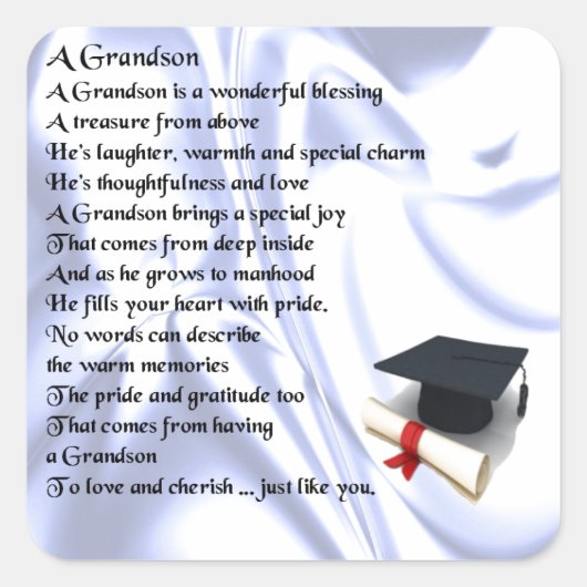 Afstuderen Grandson Poem Vierkante Sticker (Voorkant)