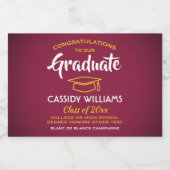 Afstuderen Gratis maroon Gele Mini Split Sparkling Wijnetiket (Enkel label)