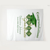 Afstuderen Green & Gold Party Achtergrond Wandkleed (Voorkant (horizontaal))