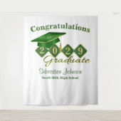 Afstuderen Green & Gold Party Achtergrond Wandkleed (Voorkant)