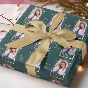 Afstuderen Green Gold Sun Moon Stars Afstudeerder  Cadeaupapier