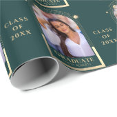 Afstuderen Green Gold Sun Moon Stars Afstudeerder  Cadeaupapier (Rol Hoek)