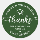 Afstuderen Green Modern - Dank u het Pet van het H Ronde Sticker (Voorkant)