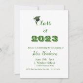 Afstuderen Green & White Invitation Class of 2023 Kaart (Voorkant)