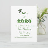 Afstuderen Green & White Invitation Class of 2023 Kaart (Staand voorkant)