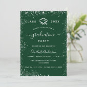 Afstuderen green zilver glitter glamoureus kaart (Staand voorkant)
