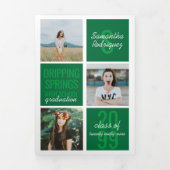 Afstuderen Groen 5-foto's met voetjes Drieluik Uitnodiging (Cover)