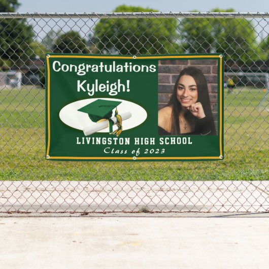 Afstuderen groen en gouden vinyl Foto Spandoek (Insitu)