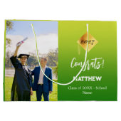 Afstuderen groen geel foto groot cadeauzakje (Achterkant)