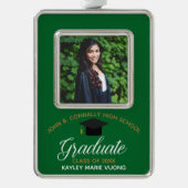 Afstuderen Groen Goud Custom 2025 Afstuderen Foto Verzilverd Omlijst Ornament (Voorkant)